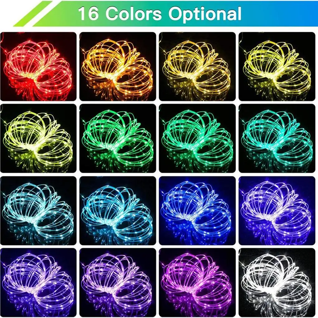 

100 LEDs Rope Lights with Remoter Control Outdoor 16 Colors String Light Wide Application Lamp Bedroom Christmas