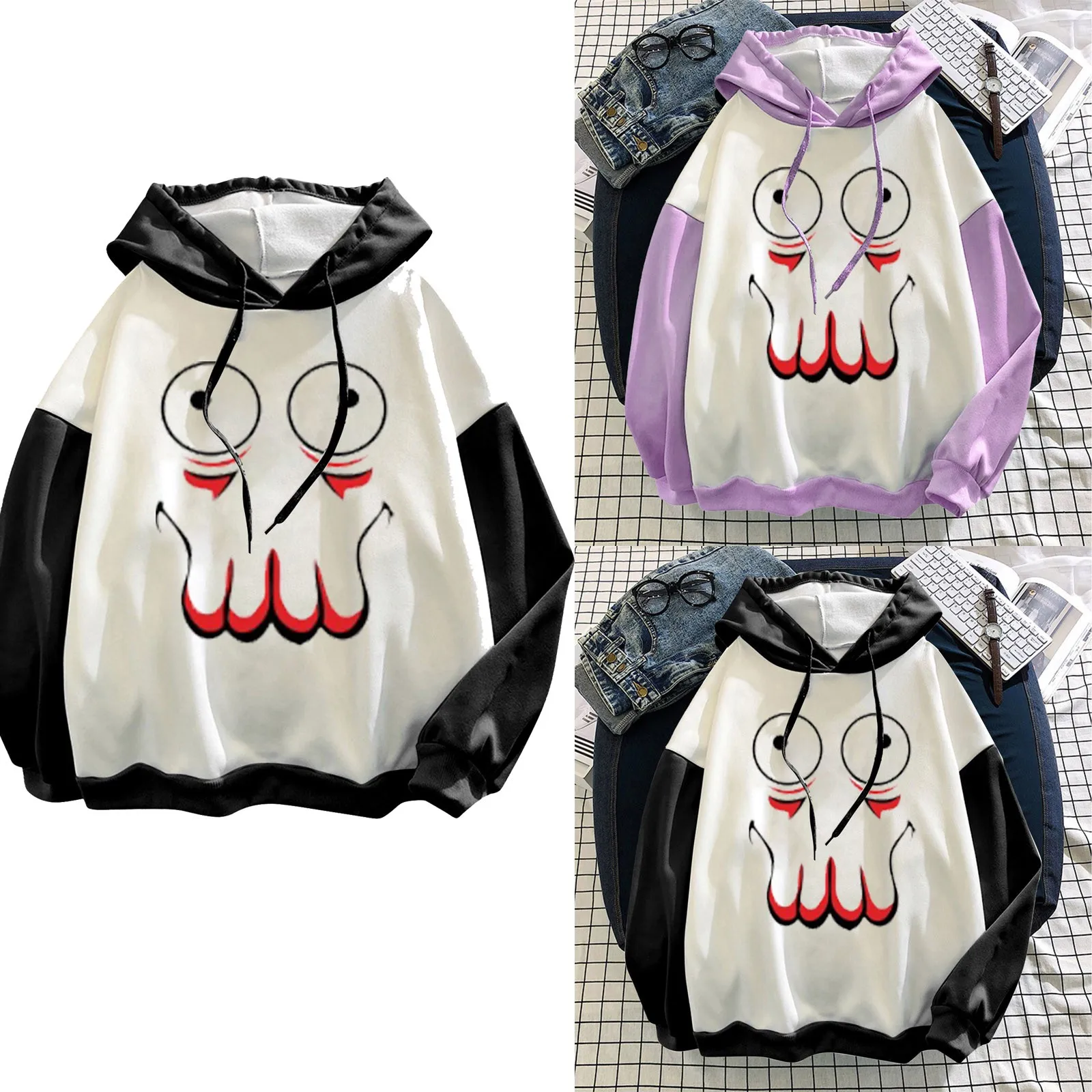 

Zip Ups for Women Women's Casual Long Sleeve Cutout Print Hoodie Pullover Drawstring Sweatshirt Top Womens Hoodies Pullover