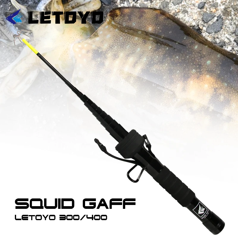 LETOYO Squid Gaff Stainless Steel Six Hooks Corrosion Preventive Retractable Squid Hook Fishing Overall Length 3M/4M 2