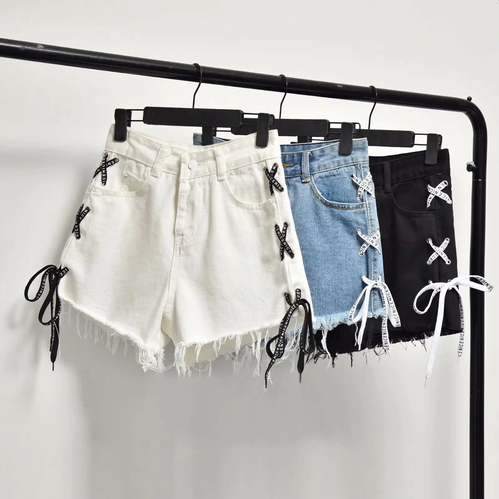 Sexy Tassel Denim Shorts Women 2023 Summer Lace Up Jeans Shorts Plus Size S-6XL Casual Streetwear Shorts Femme High Waist Jeans