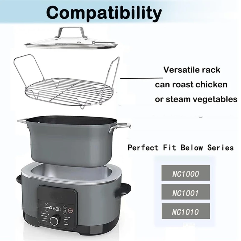 SANQ Steam And Roast Rack - Compatible For Ninja Foodi Possible Cooker Pro 8.5 Qt MC1000 MC1001 Series Slow Crock Pot