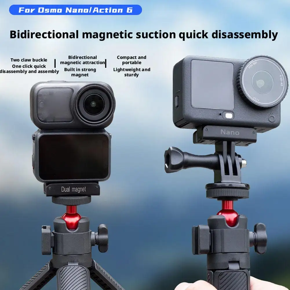 Фото Для DJI Osmo Action 6/Osmo Nano/Osmo 360/Exc 5 База Магнитные аксессуары Адаптер для камеры Быстросъемное крепление 1/4 дюйма Спортивное Z0G8 №5