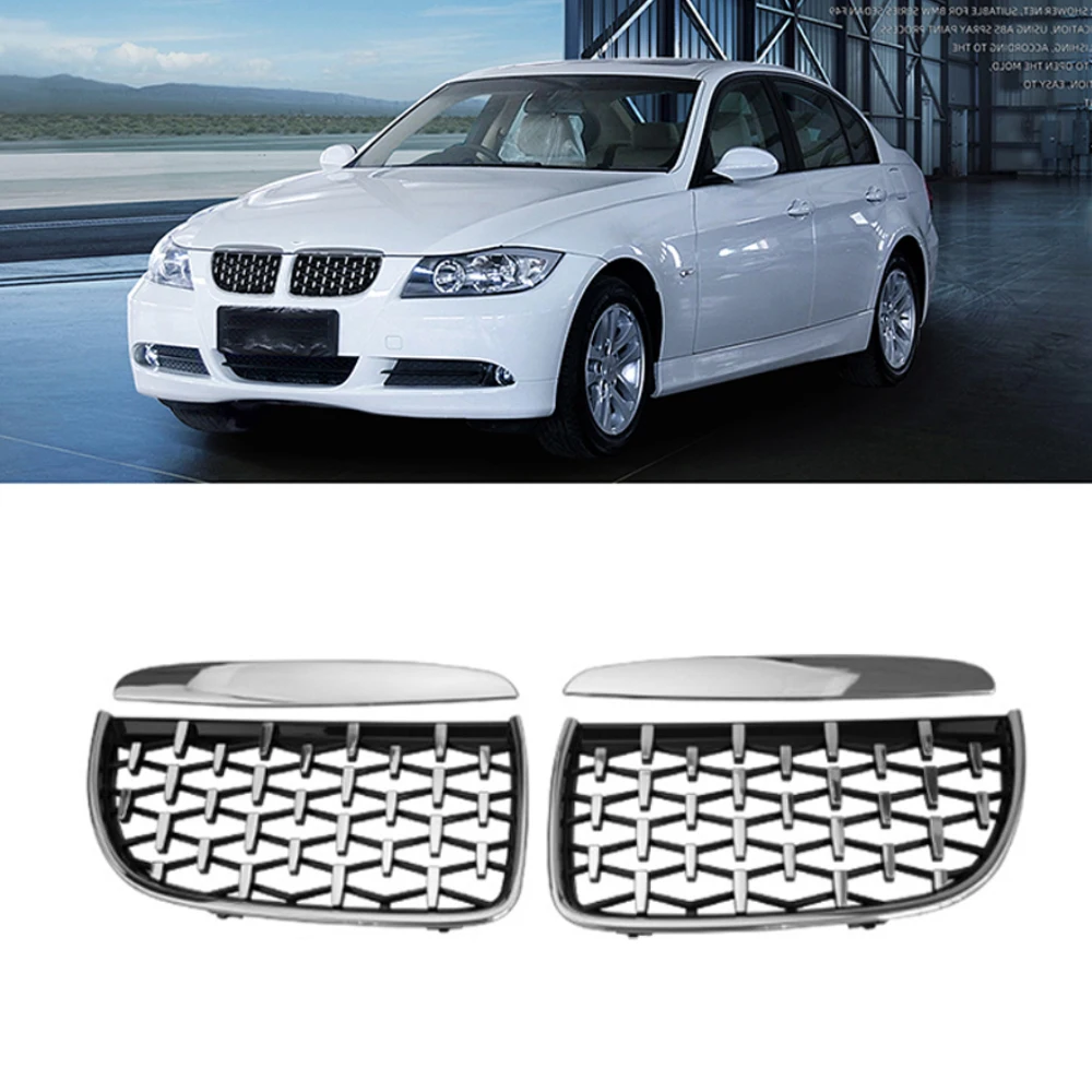 

Car Front Kidney Grille Diamond Style Grills Racing Grill For BMW 3 Series E90 E91 323I 328I 335I 330I 325I 05-08 Silver Grilles