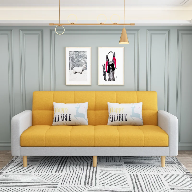 

Yellow Living Room Sofa Wood Legs 3 Seater Armchair Longue Wooden Sofa Designer Ergonomic Large Divani Soggiorno Home Furniture