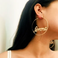 fashion hyperbole hoop earrings letter baby femme for women girls punk hip hop dangle earrings jewelry party club accessories