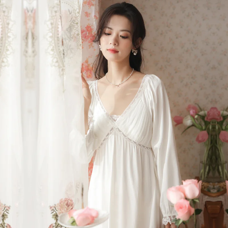 Roseheart Women Homewear White Cotton Lace Sexy Sleepwear Nightdress Nightwear Nightgown Sleepwear Homewear Gown Dress