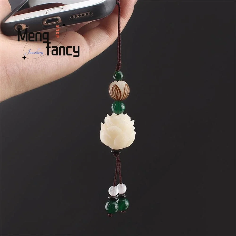 Винтажный резной брелок ручной работы с цветком лотоса Бодхи натуральные