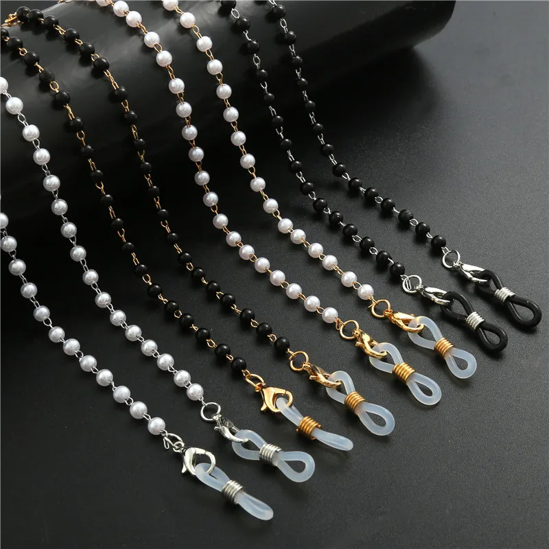 Steampunk Fashion Pearl Mask Chains Glasses Chain for Women Retro Metal Sunglasses Lanyards Eyewear Cord Holder Neck Strap