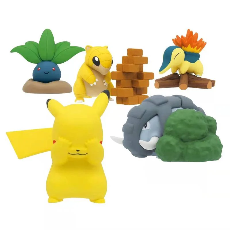 Pokemon TOMY Hide and Seek Pikachu Cyndaquil Gacha Doll Action Figure Model Toy