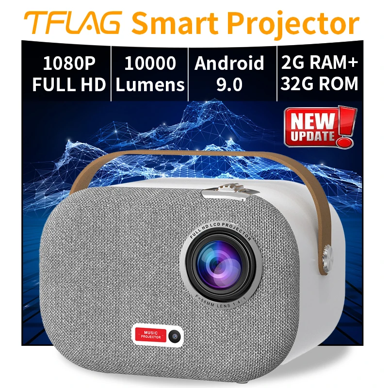 

T2 Mini Projector Full HD 4K 1080P 2+32G 10000 Lumens Smart Android 9.0 Wifi LED Video Portable Projector For Home Theater