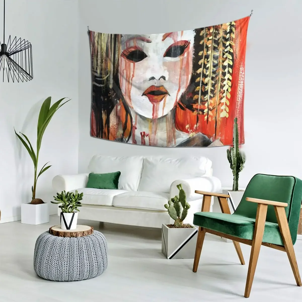 Гейша в осеннем дождя: Невинная наложница гобелен художественная роспись для