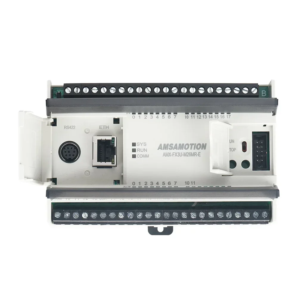 Фото Amsamotion Upgrade AMX-FX3U-M26MR Ethernet PLC, совместимый с контроллером Mitsubishi, реле 4AI/2AO, 16I/10O, MODBUS clp 26MR-E №3