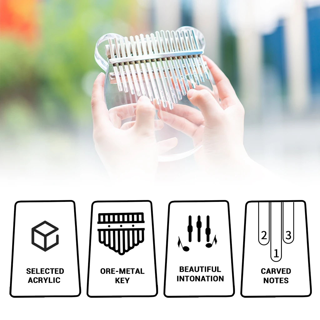 Mugig 17 Keys Thumb Piano With Eva Bag Crystal Kalimba Acrylic Mbira Finger Piano Gifts For Kids Adult Beginners W/Tuning Hammer