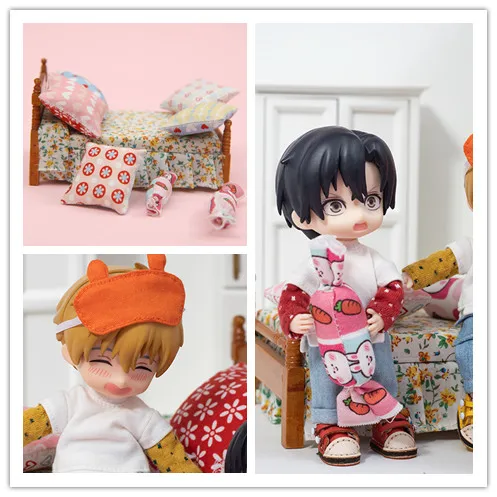 

New Ob11 Doll Throwing Pillow Eye Mask Bed Sleeping Bag Mattress Universal Kawai DIY Doll Accessories House 1/12 Bjd Doll GSC Ob