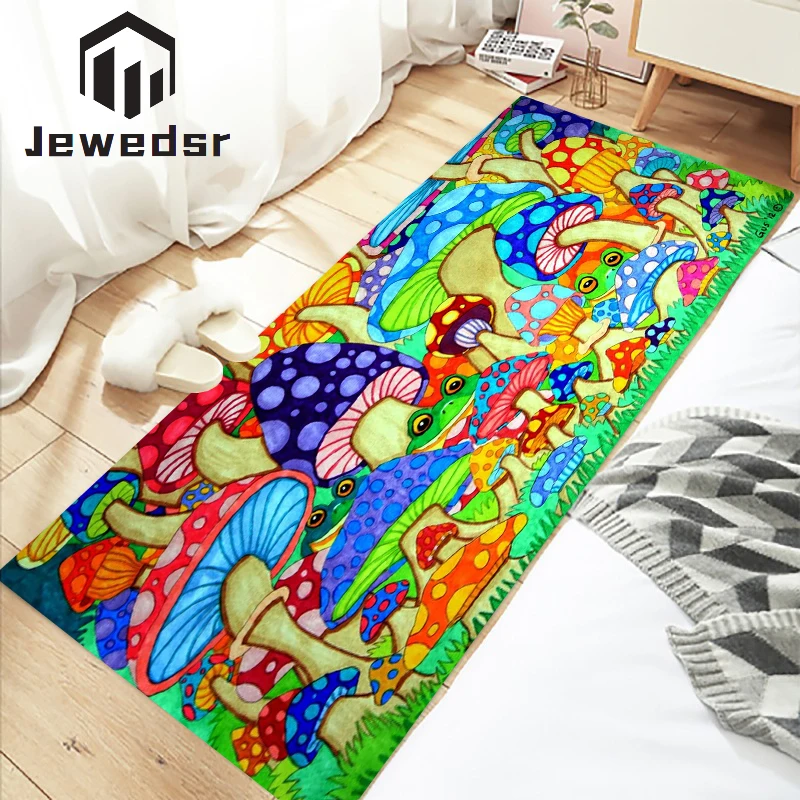 

Psychedelic Mushroom Kitchen Rug Mat Floor Mat Rugs Living Room Facom Carpet Doormat Entrance Door Bath Hallway Bedroom Bathroom