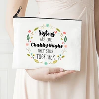sister love makeup bag cute organizer bag pouchs wedding cosmetic bags bridal party gift portable storage handbags zipper