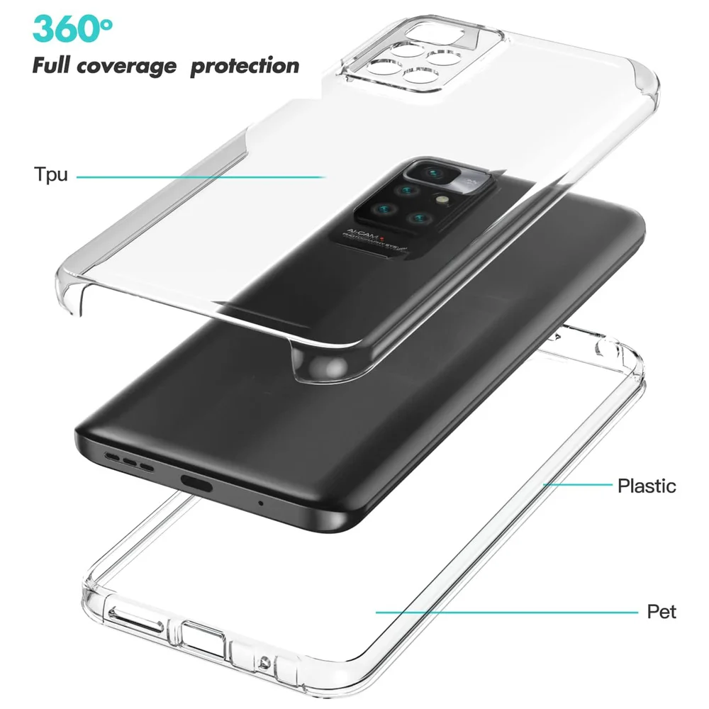 Противоударный чехол для Xiaomi 12 Lite 12X 12T Pro 11 с кристаллами передняя и задняя крышка