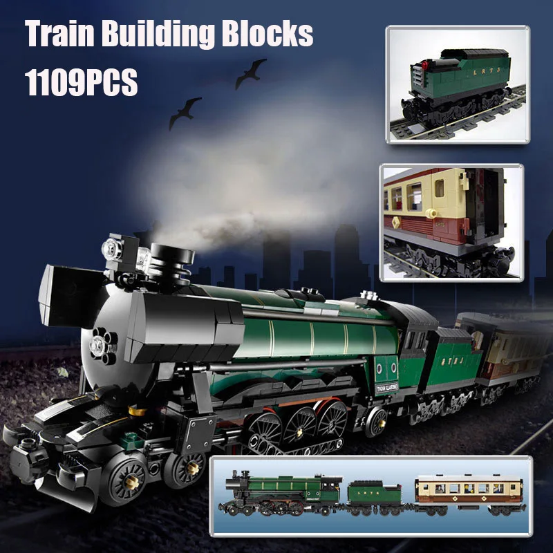 

In Stock 21005 10194 Emerald Night train Building Blocks Brick Birthday Chirstmas Gift model kit Toy 1085PCS