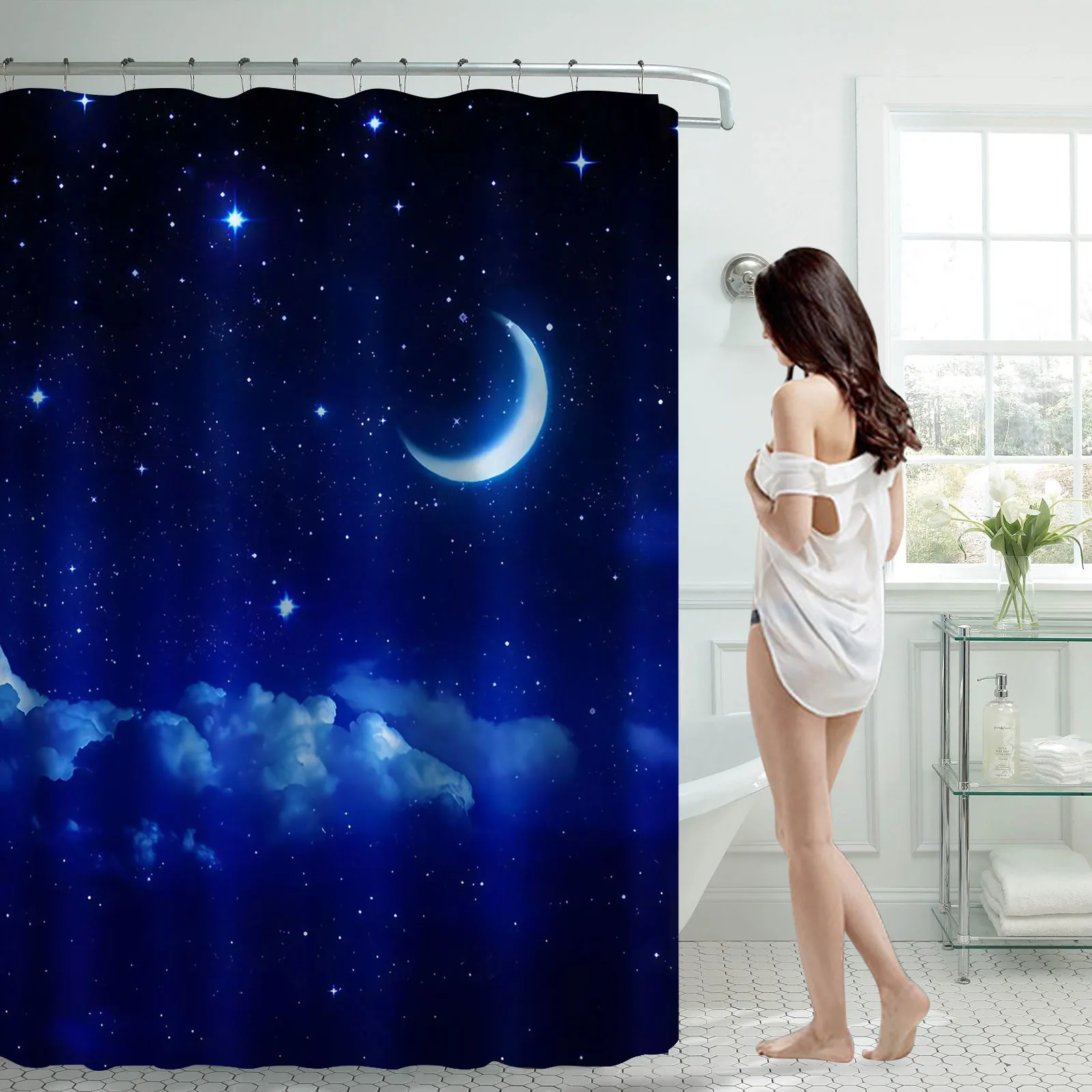 

Водонепроницаемая душевая занавеска, 12 пластиковых крючков, 70 Х70 дюймов