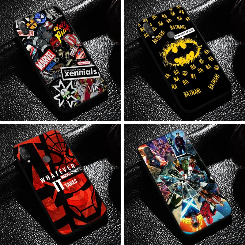 

Marvel Avengers For Xiaomi Redmi Note 7 7S 7 Pro Redmi 7 7A Phone Case Liquid Silicon Back Black Carcasa Funda Soft