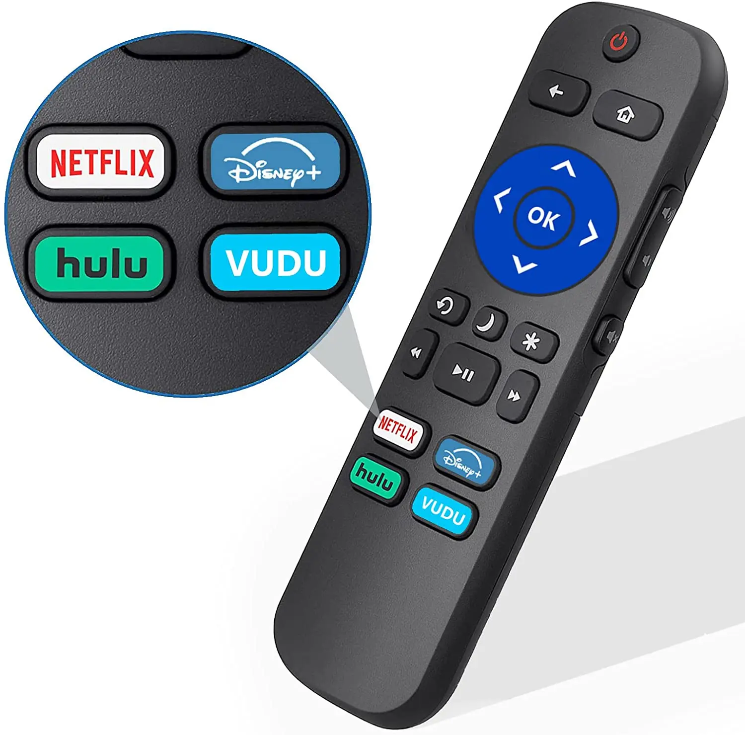 Mando a distancia Universal para Sony Jvc onn-phillips Hisense TCL Sharp Roku TV integrada con Netflix Disney + Hulu VUDU Video