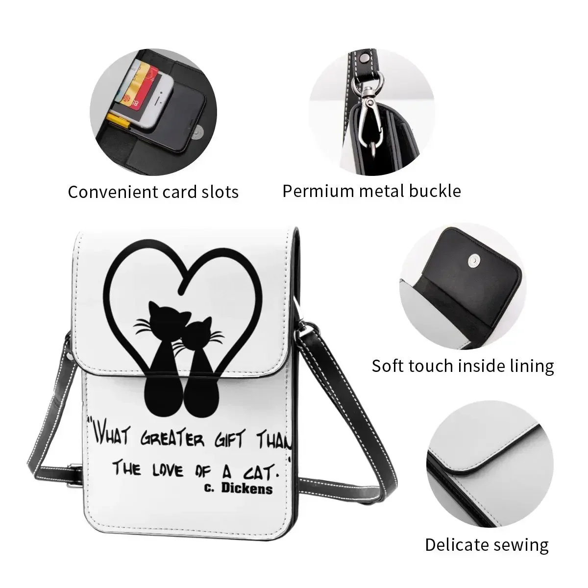 Сумка через плечо Love Of A Cat женская черная сумка для шоппинга с сердцем и любовью