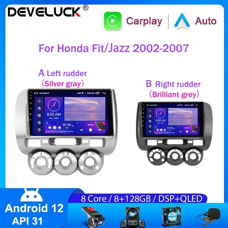 Developuck Android 12 автомагниты для Honda Fit Jazz City 2002-2007 мультимедийный видеоплеер