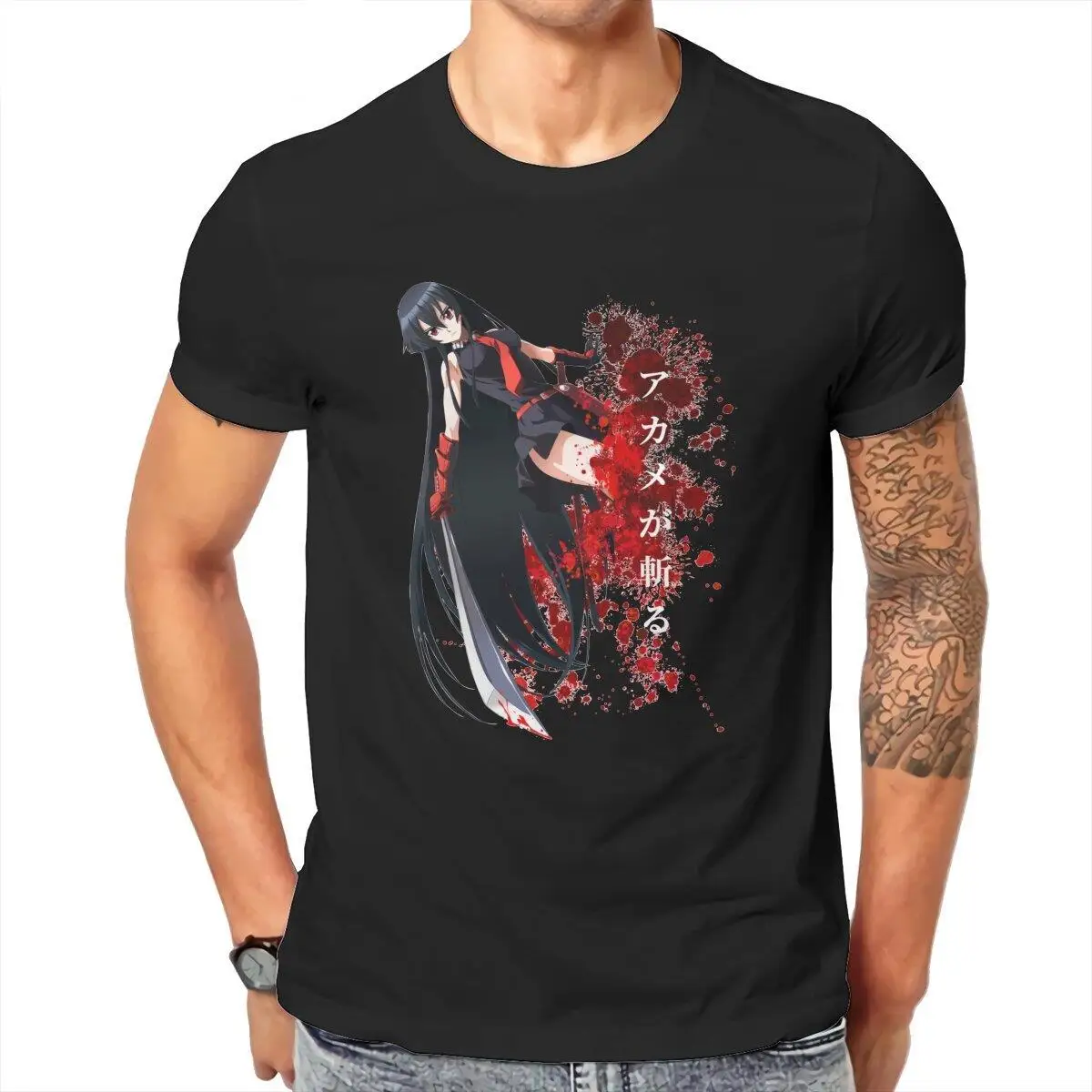 Men's T-Shirt Akame Ga Kill Anime  Novelty Cotton Tee Shirt Short Sleeve  T Shirt Crewneck Clothes New Arrival