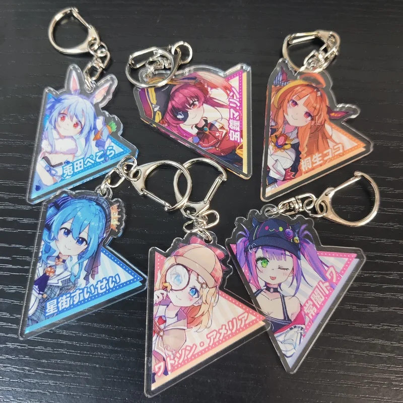 

6CM HOLOLIVE Anime Figures Cosplay New Style Acrylic Double-Sided Keychains Sweet Lovely Bag Pendant Keyrings Fans Gift
