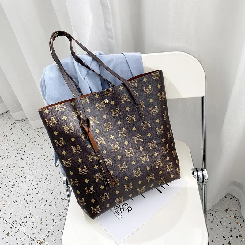 

Fs058 2022 Сумка-тоут из искусственной кожи, вместительные полосатые сумки через плечо с принтом для женщин, сумка