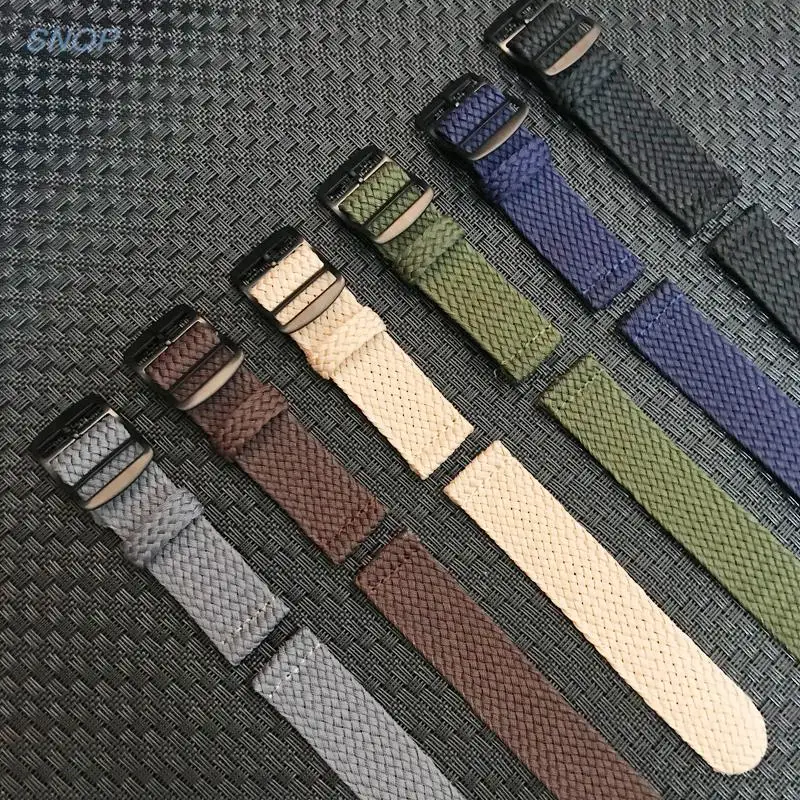 

20mm 22mm Black Navy solid color for perlon woven nylon watchbands Bracelet fabric woven Watch Strap Band Black Buckle Belt