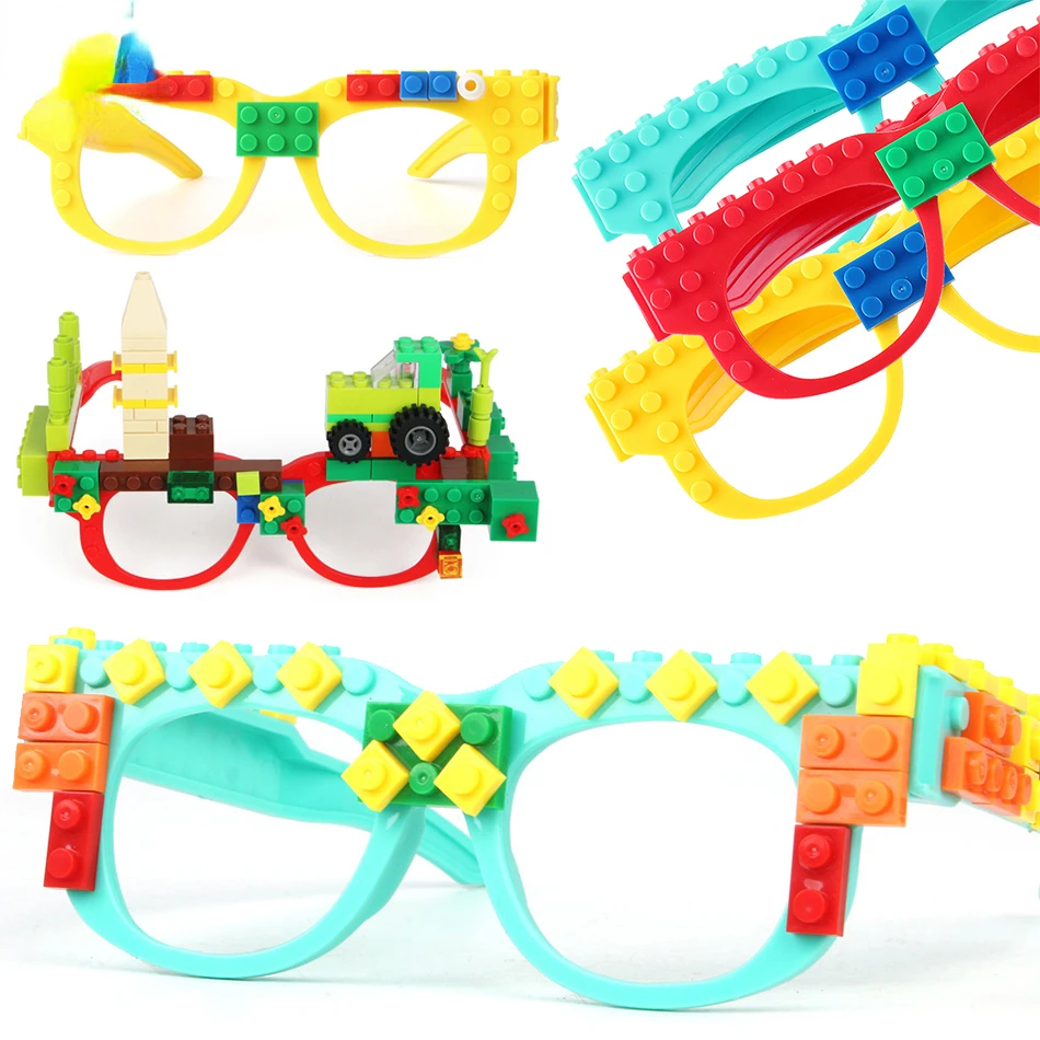 

Building Blocks Glasses Baseplate Frame Friends Police City DIY Toys Glasses Bricks Christmas Gift Party Accessories Child