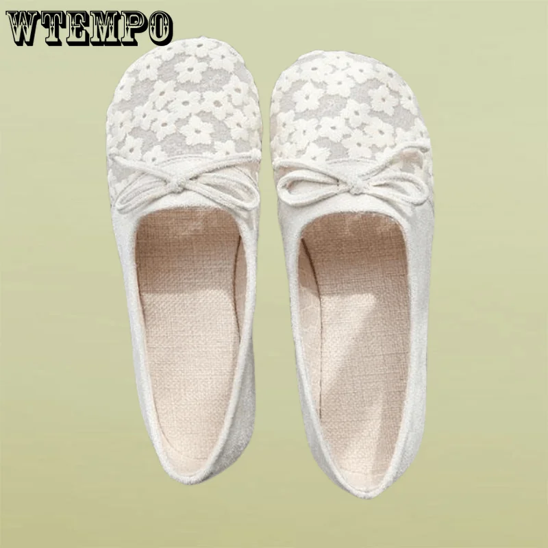 

WTEMPO Women Shoes Fisherman Shoes Mesh Breathable Flat Soft Bottom flower Shoes Shallow Flats Shoes Wholesale Dropshipping