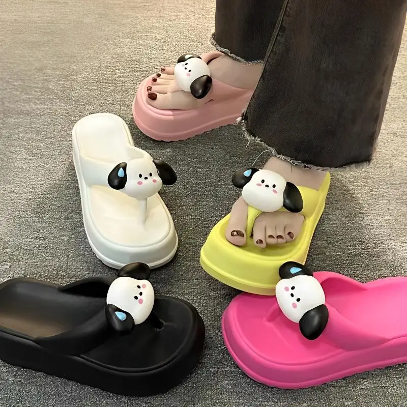 

Kawaii Sanriode Summer New Pachacco Thick Bottom Flip-Flops Cute Fashion Girl with Thick Bottom Muffin Thin Strap Casual Sandals