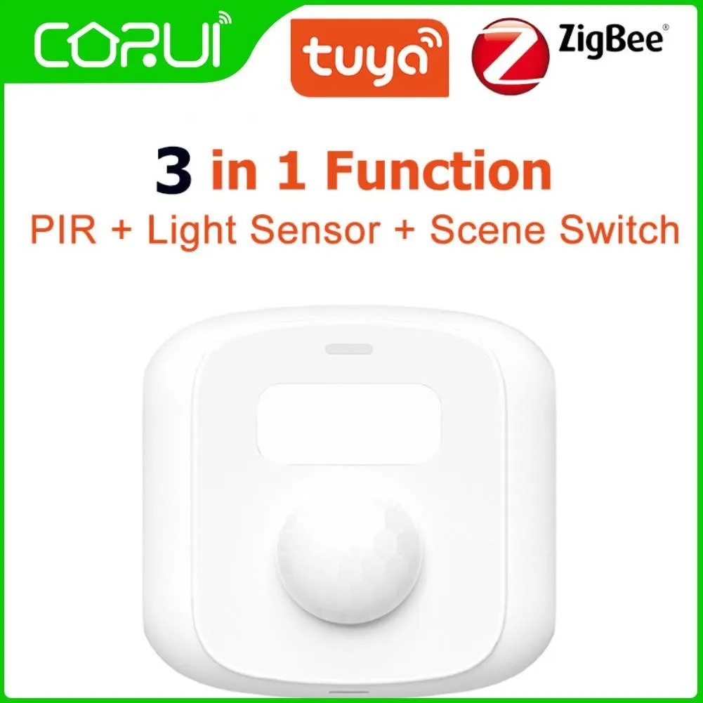 

CORUI WIFI / Zigbee Tuya 3 In 1 PIR Motion Detector LED Light Mini Human Motion Movement Body Scene Switch Security Function