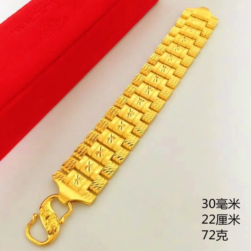 

Pure Colorless Men's Gilded Fuzi Watch Chain Copy 100% Real Gold Shop Same Bracelet for Women's Gifts