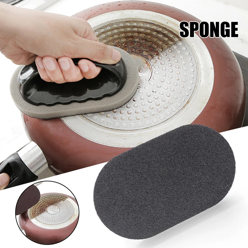 

Emery Sponge with Handle Kitchen Pot Brush Reusable and Washable Rust Cleaning Tool Pot Dish Scrubber TS1