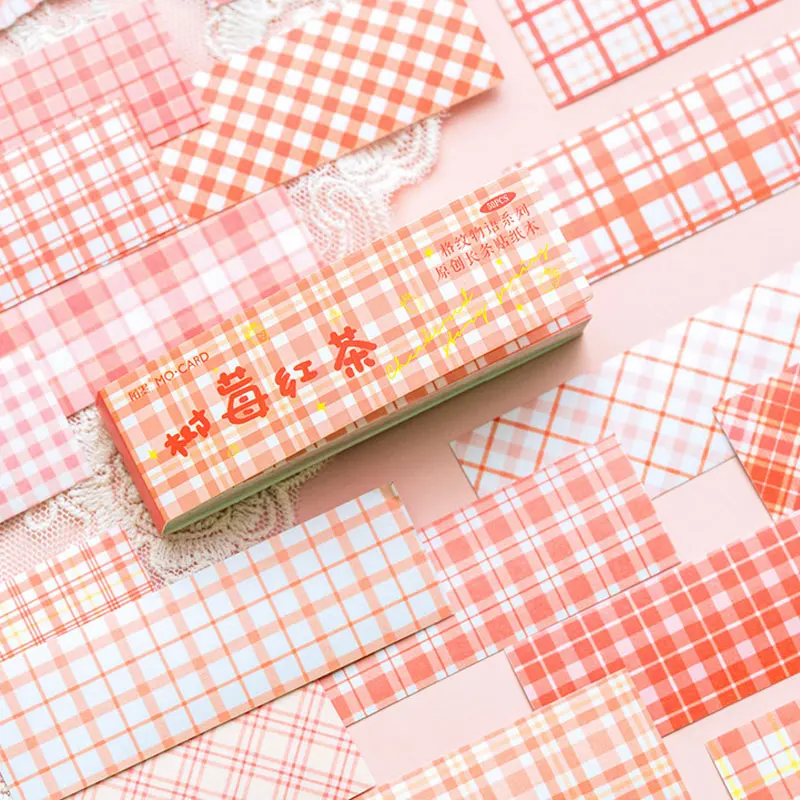 

50 Sheets Grid Sticker New Plaid Story Series Creative Journal Scrapbooking Decor DIY Craft for Girls Stationery School Supplies