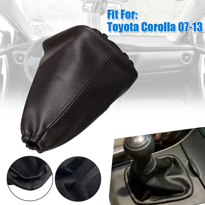 Black Gear Stick Shift Gaiter Boot Cover PU Leather Gear Shift Collar Interior Car Decor Accessories for Toyota Corolla 2007-13