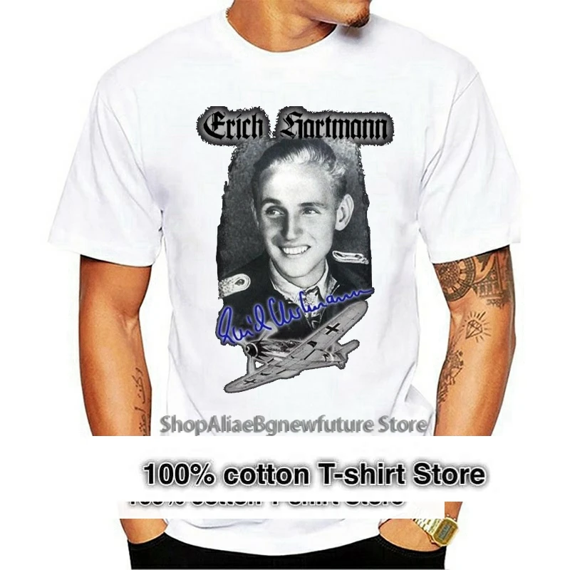 Новинка футболка Fliegerass Erich Hartmann Me109 люфтваффа снизу Bild Foto #2200 для весны и лета
