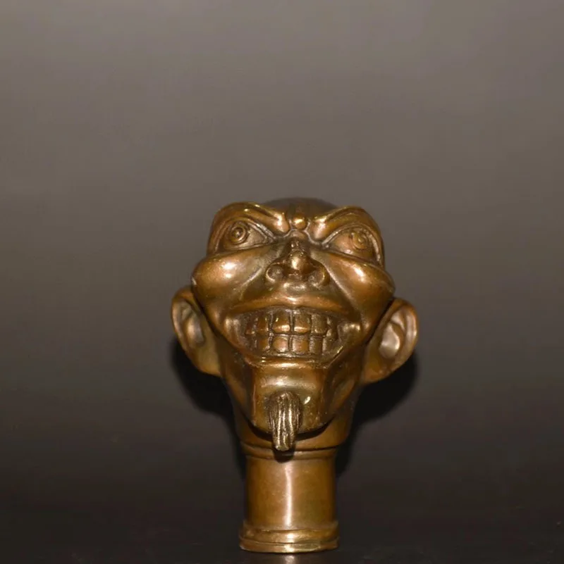 Китайские старые бронзовые резные статуи архата антикварная трость голова