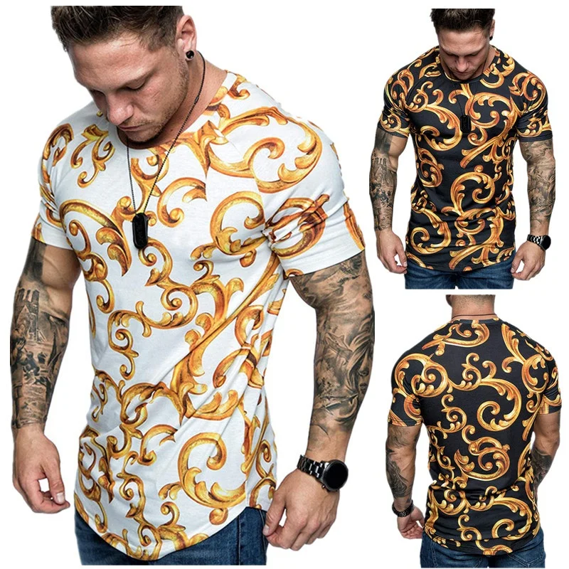 

Футболка мужская с коротким рукавом, Повседневная Спортивная футболка с круглым вырезом в национальном стиле для фитнеса, для лета