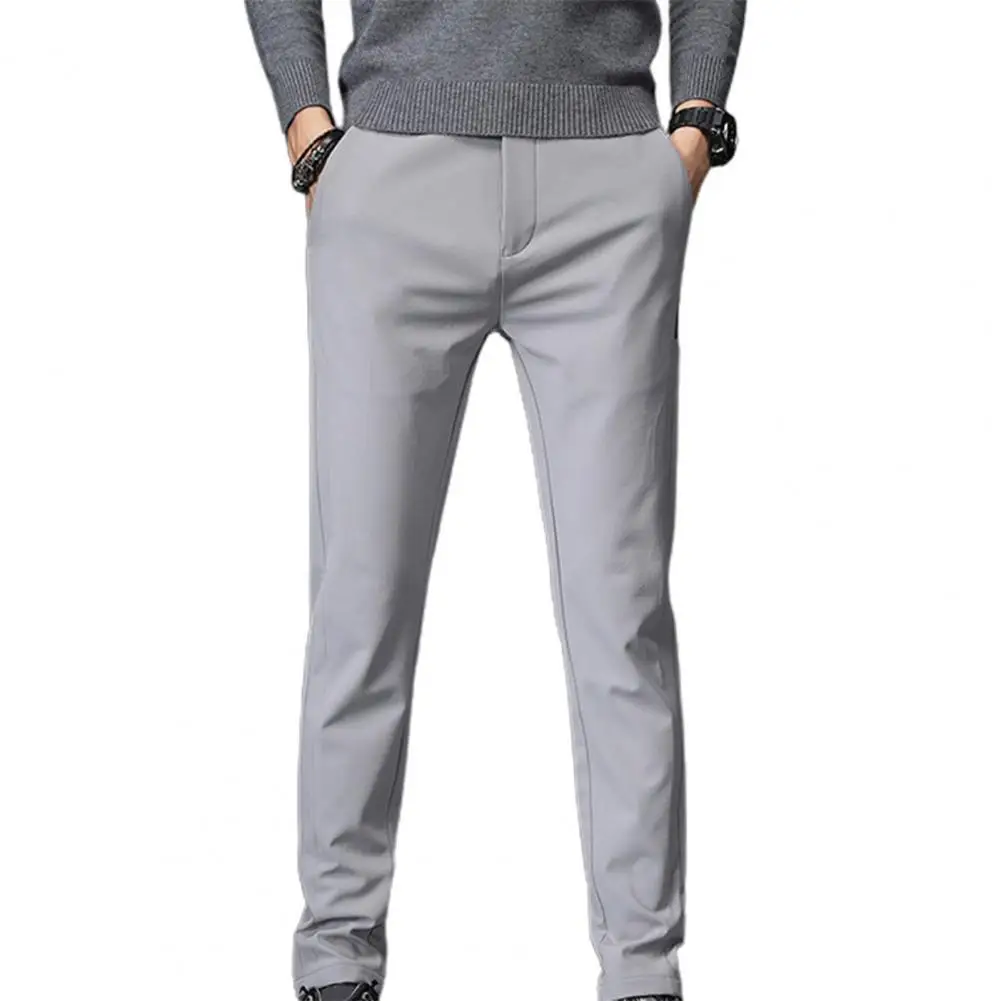 

Брюки мужские прямые однотонные, повседневные рабочие штаны с эластичным поясом, свободные облегающие светильник брюки для бега, повседнев...