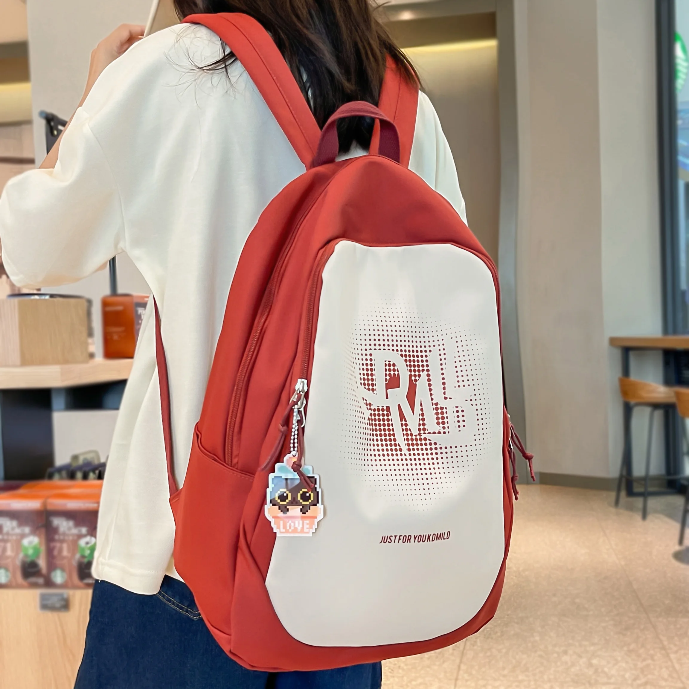 

Красный вместительный дорожный рюкзак для девушек, нейлоновая женская сумка для книг, модный Удобный женский ранец для ноутбука и колледжа,...