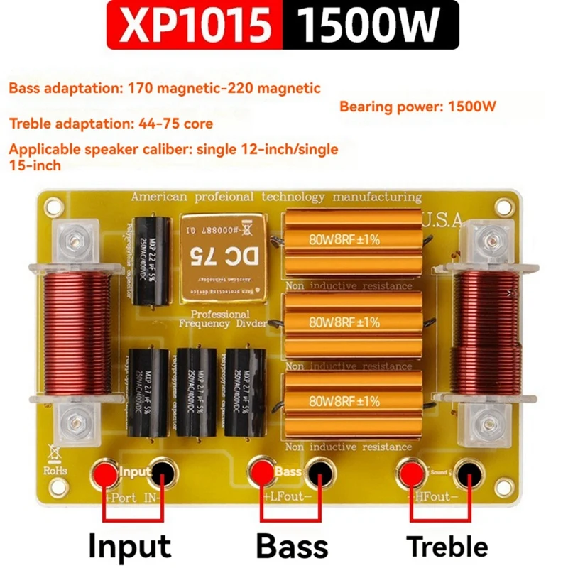 Audio Divider Crossover Two Way Single 18 Inch 15 12 Performance Filter Tweeter