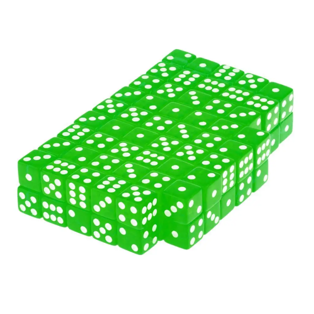 

100 x полупрозрачные шестисторонние игральные кости 16 мм для ролевых игр красного цвета