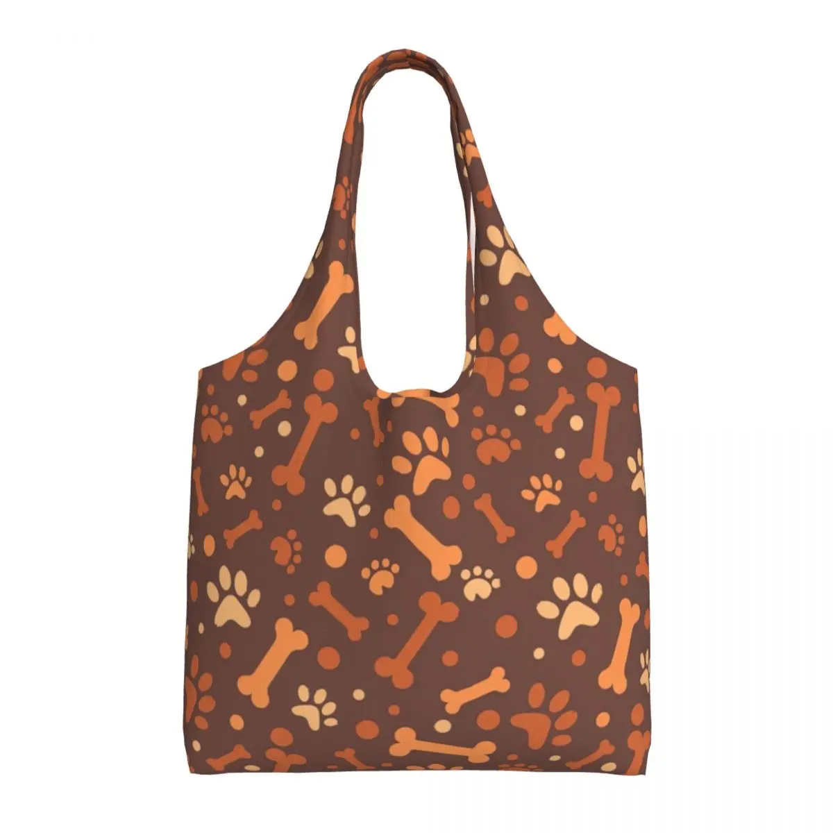 

Dog Bone And Paw Pattern Shopper Bag Seamless Footprint Pet Outdoor Handbags Women Custom Shopping Bags Vintage Cloth Tote Bag