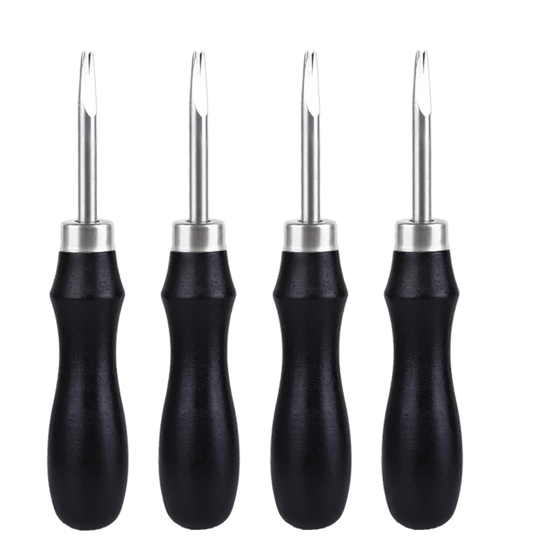 

LMDZ 1Pcs 0.8/1.0/1.2/1.5mm Leather Edge Beveler Skiving Beveling Knife Cutting Hand Craft Tool with Wood Handle DIY Tools