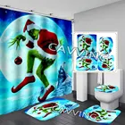 Рождественская трехмерная занавеска для душа Grinch, водонепроницаемая занавеска для ванной, комплект Противоскользящих ковриков для ванной, коврики для туалета, ковер H01