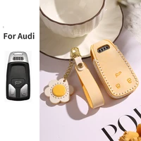fog wax leather car key case smart remote key cover for for audi a4 b9 a5 a6 8s 8w q5 q7 4m s4 s5 s7 tt tts tfsi rs accessories